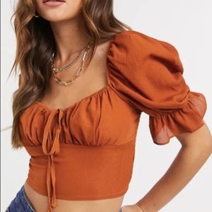 Orange Milkmaid crop top